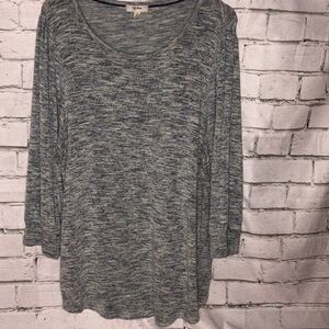 Peyton Primrose Long Sleeved Thin Sweater | Green Gray White |  Women' 1X|
